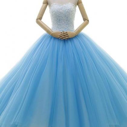 Strapless Quinceanera Dresses,white And Blue Prom..