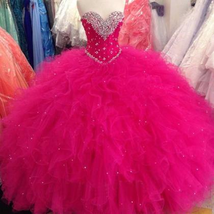 Beaded Sequins Crystal Quinceaner..