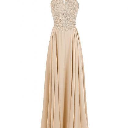 Grey Floor-length Halter Neck Prom Dress With..