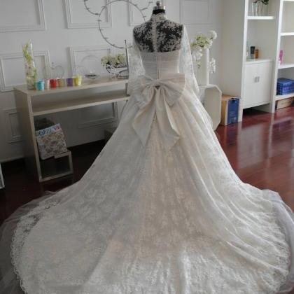 Vintage High Neck Lace Wedding Dresses 2018 Long..