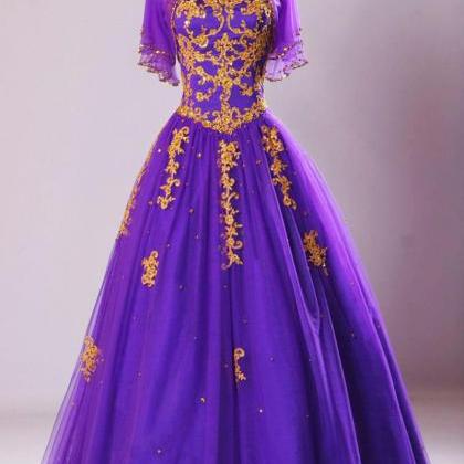 Amazing Purple A Line Formal Dresses With Jacket..