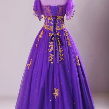 Amazing Purple A Line Formal Dresses With Jacket..