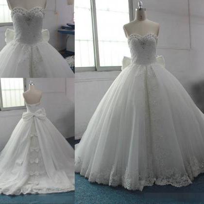 Lovely Bows Designer Custom Lace Ball Gown Wedding..