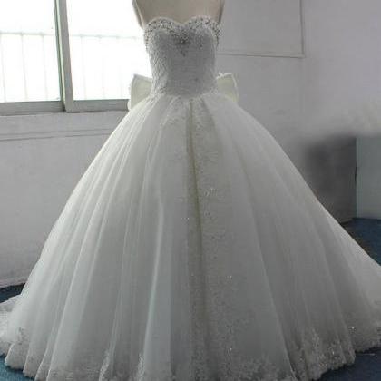 Lovely Bows Designer Custom Lace Ball Gown Wedding..