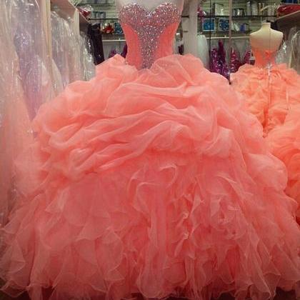 Prom Dresses Coral , Long , Sweetheart , Ball..