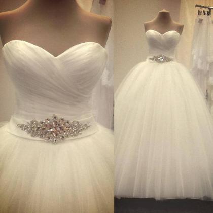 Crystal Sweetheart Wedding Dresses Off Shoulder..