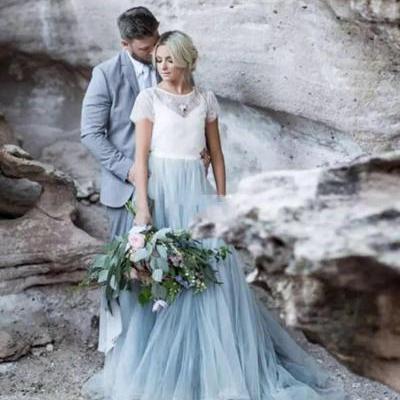 Baby Blue Wedding Dresses,Lace Tulle Wedding Dress With Jacket,Ball Gown Wedding Dresses,Beach Wedding Gowns
