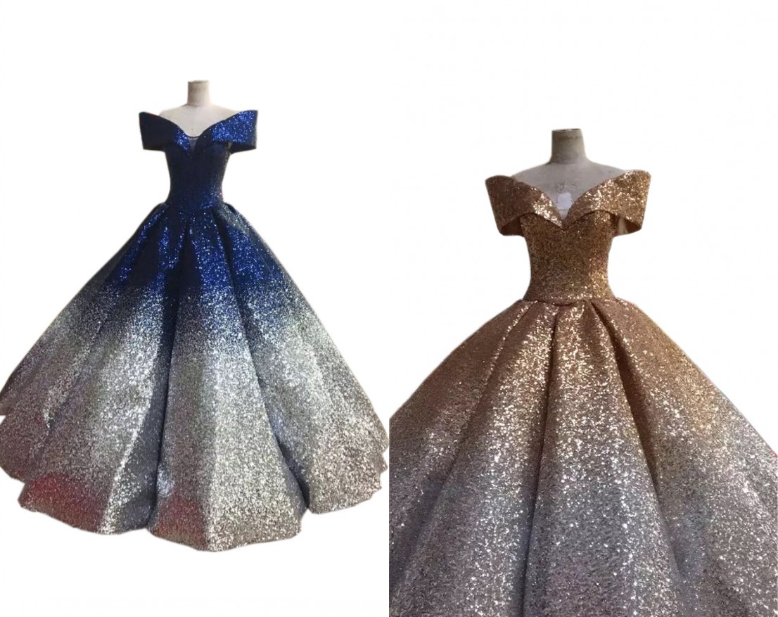 Ombre Sparkly Prom Dresses 2018