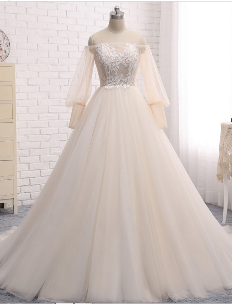 Vintage Wedding Dresses,off The Shoulder Wedding Dresses,long Sleeve Wedding Gowns,lace Wedding Dress