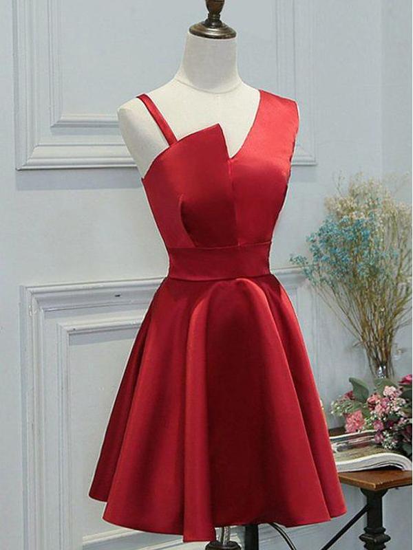 One Shoulder Homecoming Dresses,red Homecoming Dresses,mini Dresses,short Prom Dresses,homecoming Dress Designer