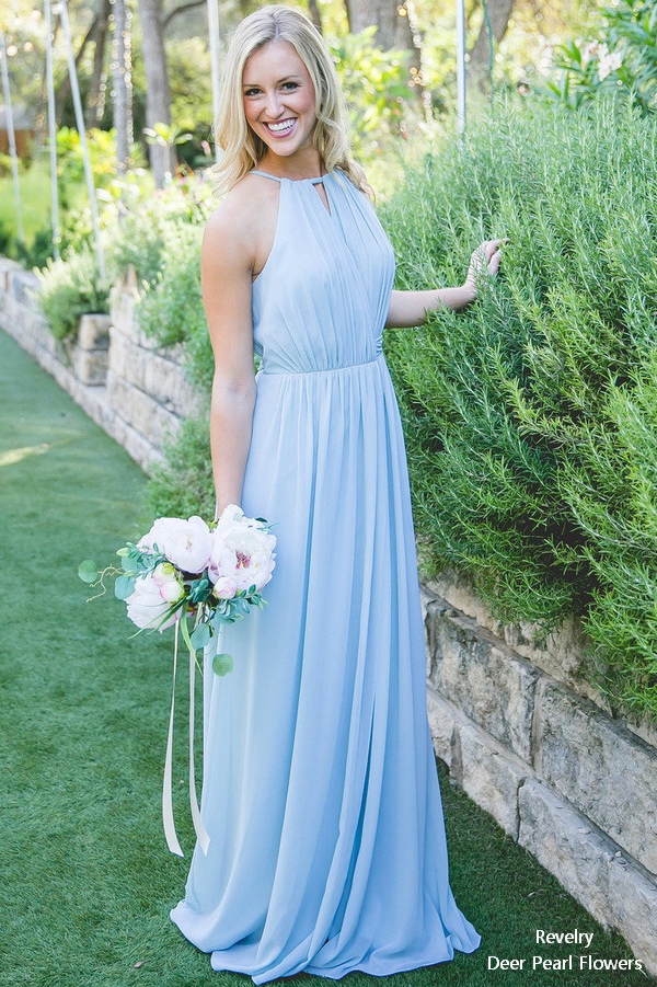 Baby Blue Bridesmaid Dresses Halter Dress Pleats Chiffon Baby Blue Bridesmaid Dresses Halter Dress Pleats Chiffon Bridesmaids Long