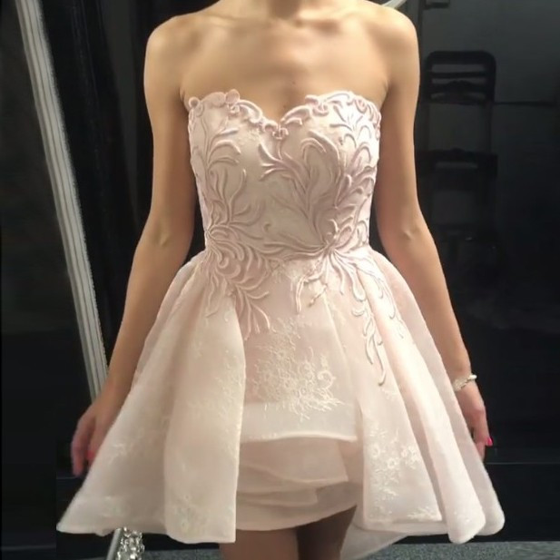 A-line Homecoming Dresses,pink Homecoming Dresses,lace Applique Homecoming Dress, Short Homecoming Dress