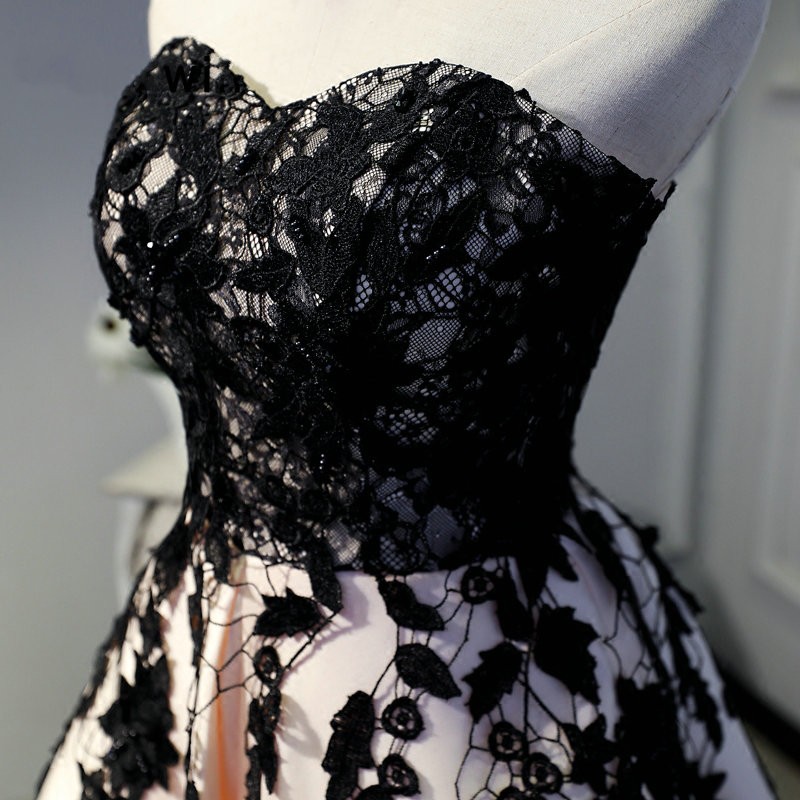 Tea Length Black Lace Nude Wedding Reception Dresses ...