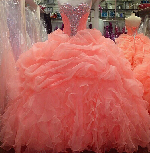 Prom Dresses Coral , Long , Sweetheart , Ball Gowns Prom Dresses , Sweet 15 Party Dresses , Quinceanera Dresses 2017 , Prom Dresses , Style