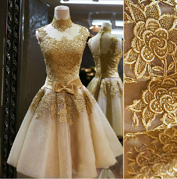 gold tea dress