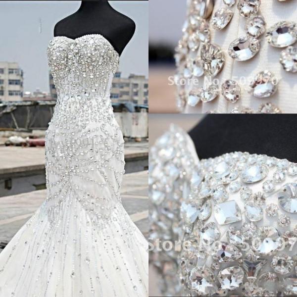 Strapless Sweetheart Jewel Beaded Mermaid Wedding Dress Bridal Gown Strapless Sweetheart Jewel Beaded Mermaid Wedding Dress Bridal Gown On Luulla