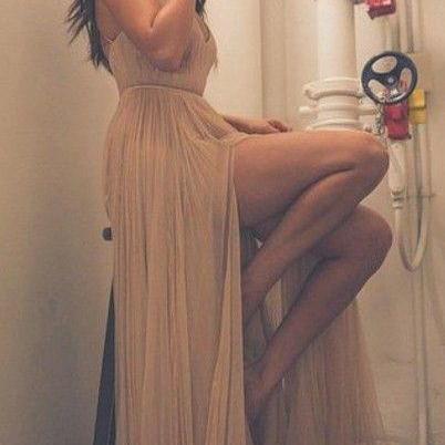 Nude Split Evening Dresses..