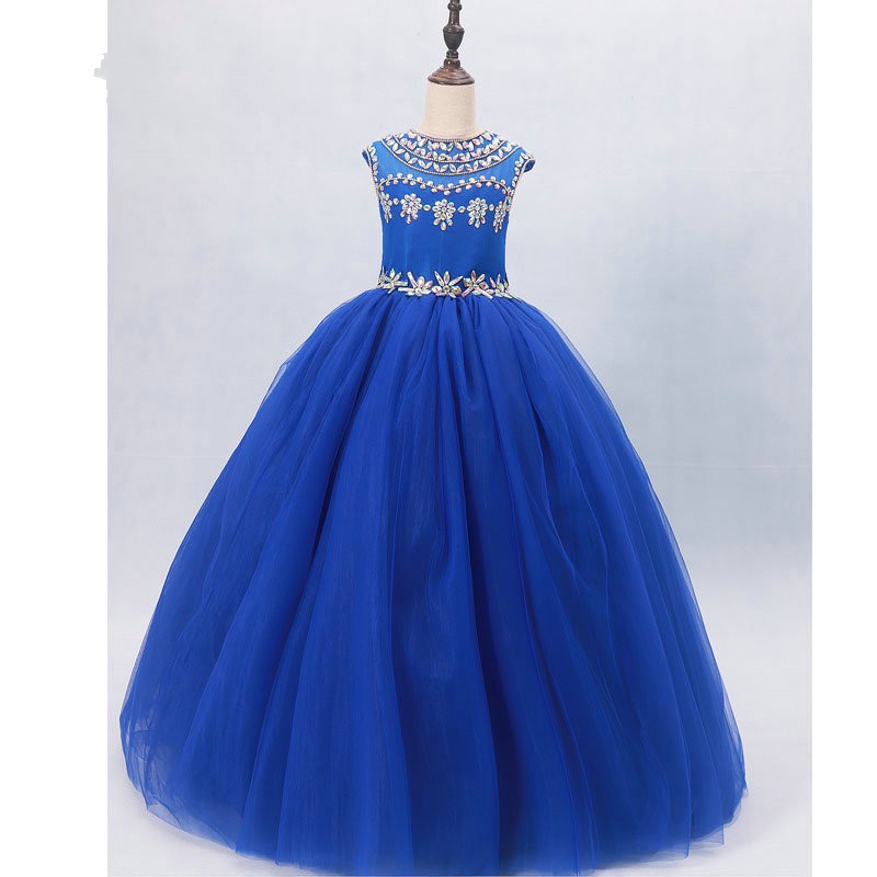 Royal Blue Pageant Dresses For Girls,Crystal Pageant Dress Girls